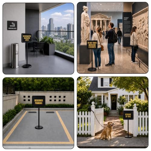 Please Wait To Be Seated Sign, 8.5 x 11 Inch Heavy Duty Sign Holder Stand with 8 Inserts and 8 Alphabet Stickers, Can DIY Sign Messages, Floor Standing Poster Stand with a Base for Yard Business Store Floor Indoor/Outdoor Signage&Advertising, Black
