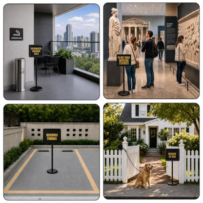 Please Wait To Be Seated Sign, 8.5 x 11 Inch Heavy Duty Sign Holder Stand with 8 Inserts and 8 Alphabet Stickers, Can DIY Sign Messages, Floor Standing Poster Stand with a Base for Yard Business Store Floor Indoor/Outdoor Signage&Advertising, Black