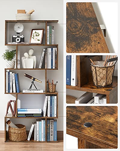 VASAGLE 5-Tier Bookcase, Open Storage, 27.6 x 9.4 x 62.6 Inches - color: Rustic Brown, style: 5-Tier (27.6"W)