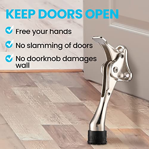 Chumia 12 Pcs Heavy Duty Door Stoppers 5.2 Inch One Touch Adjustable Kickdown Door Stoppers Metal Doors Kickstand with Rubber Tips Easy Pedal