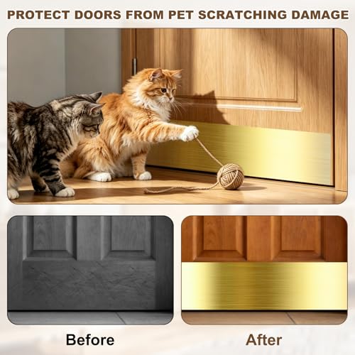 6 x 30 Inches Self Adhesive Door Kick Plate,2 Pack - Gold - color: Gold, size: 6 x 30 Inch