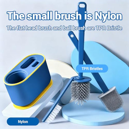 Toilet Brush Set, Bathroom Accessories, Toilet Bowl Cleaners, Deep Cleansing Multifunctional Hanging Toilet Brush Set for Bathroom(Bule) - color: Blue