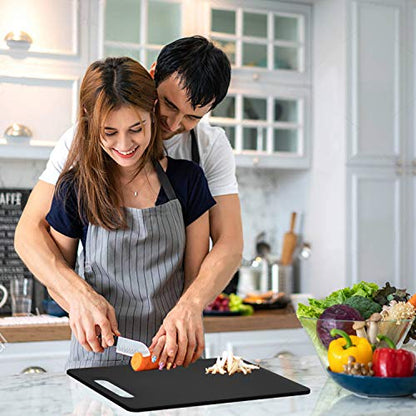 Fotouzy Plastic Utility Cutting Board with Handles, Food Safe PP Material, BPA Free, Dishwasher Safe, Thick Chopping Board, Large Size, Easy Grip Handle, for Kitchen (Black) - color: Black