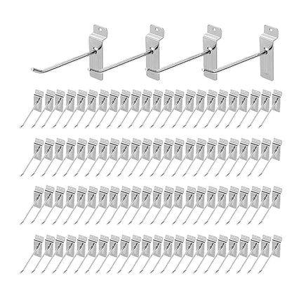 Polmart 6" Heavy Duty Slatwall Panel Hooks, Silver (96-Pack, 6-inch) - size: 6 Inch