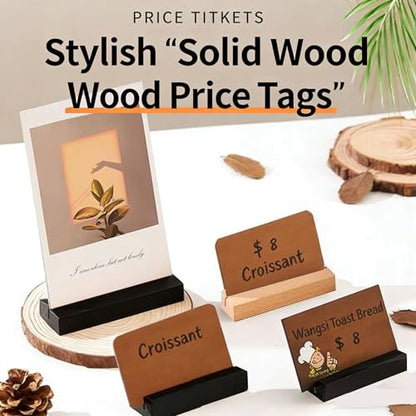 Black Wooden Place Card Holders 30Pcs, A6 Wood Menu Photo Holders - size: 30 Pcs-Black- Slots 2mm