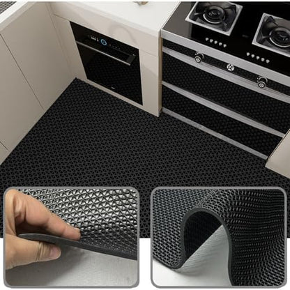 PVC Drainage Floor Mat Non-Slip Commercial Wet Area Mat for Outdoor and Indoor Restaurant Kitchen Bar Swimming Pool Splash Matting Water Drain Flooring Mat (Black, 3FTX16.4FT) - size: 3FTX16.4FT