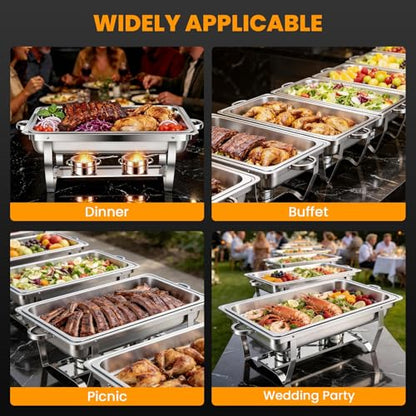 ALSO GO 4 Pack 11QT Rectangular Chafing Dishes for Buffet with Lids - color: 4 Pack Full Size
