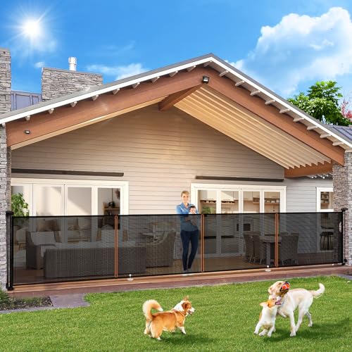 180" Extra Wide Retractable Baby Gates for Large Openings, 42" Extra Tall with Support Rods, Prevent Crawling, Mesh Dog/Pet Gate for Stairs/Doorways, Indoor/Outdoor Use - color: Black, size: 42" Tall x 180" Wide