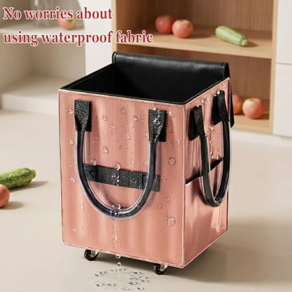 Reusable Grocery Bag on Wheel, Foldable Shopping Cart with Wheels, Can Carry up to 67 Pounds, Suitable for Groceries, Laundry, Camping and Moving. (Rose Gold - Medium) - color: Rose Gold - Medium