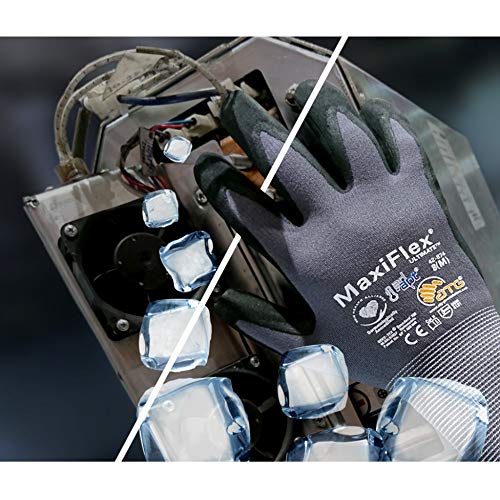 MaxiFlex Seamless Knit Nylon Gloves with Nitrile Coat and Micro Foam Grip on Palm and Fingers Cut Resistance - size: Large, style: 12 Pair