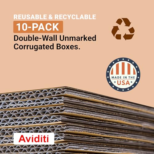 AVIDITI Double Wall 24" x 18" x 18" Cardboard Boxes (10-Pack) | Large Corrugated Boxes for Shipping, Packaging, Moving, Storage Box for Home or Business, Strong Wholesale Bulk Boxes - style: 24x18x18" Double Wall (10-Pack)