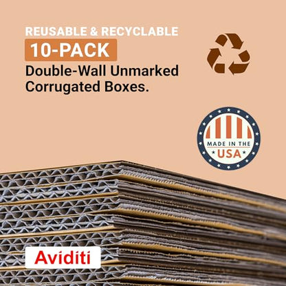 AVIDITI Double Wall 24" x 18" x 18" Cardboard Boxes (10-Pack) | Large Corrugated Boxes for Shipping, Packaging, Moving, Storage Box for Home or Business, Strong Wholesale Bulk Boxes - style: 24x18x18" Double Wall (10-Pack)