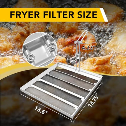 Commercial Deep Fryer Filter–13.75" x 13.6" Stainless Steel 550 Micron - size: 13.75*13.6