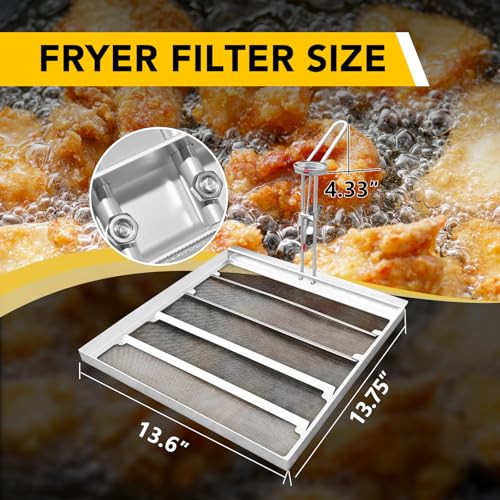 Commercial Deep Fryer Filter–13.75" x 13.6" Stainless Steel 550 Micron - size: 13.75*13.6