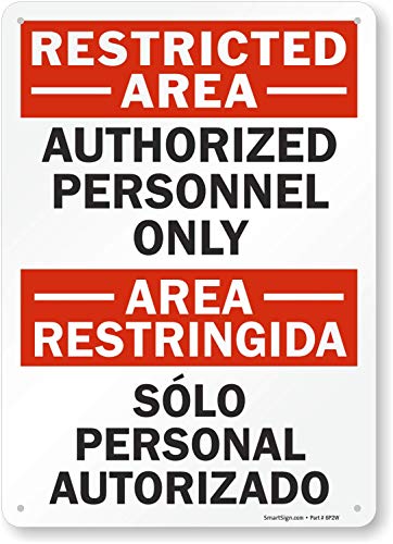 SmartSign "Restricted Area - Authorized Personnel Only" Label | 7" x 10" Laminated Vinyl (Pack of 2) - size: 1 Count (Pack of 2)