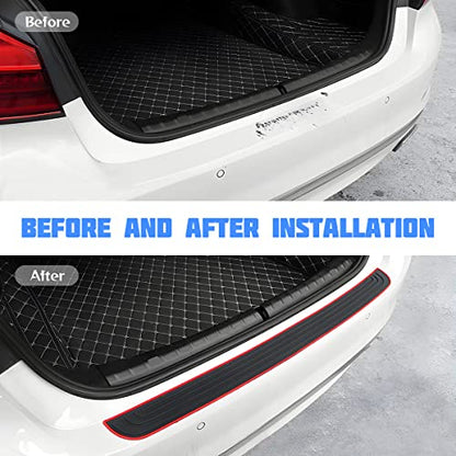 8sanlione Non-Slip Rubber Car Rear Bumper Guard Strip, Black/Red/40.9" x3.5 - color: Black/Red, size: 40.9"x3.5"
