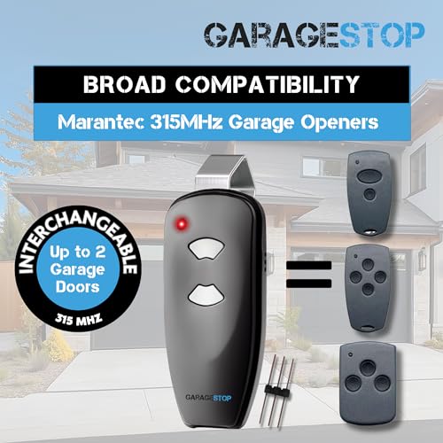 2X for Marantec M3-2312 315 MHz Garage Door Opener Remote Replacement - color: 2x Black