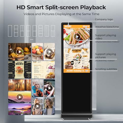 32/43/55/65 Inch Digital Signage Display, LCD Screen Advertising Display Kiosk Interactive Totem Floor Standing Auto AD Player with USB/HDMI/WiFi Android OS (43'' Touch Screen) - size: 43-Inch, style: Touch Kiosk