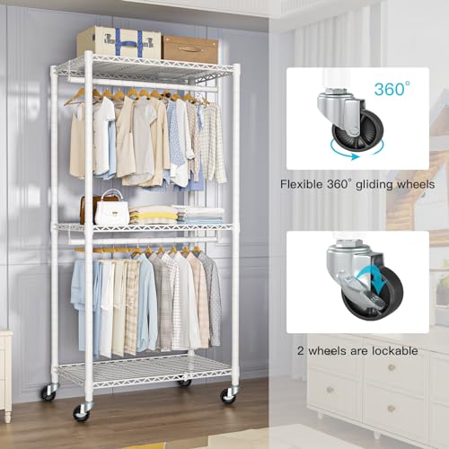 FUTASSI P1 Medium Heavy-Duty Portable Closet, 30" W x 14" D x 76" H, White - color: White, size: P1 Medium