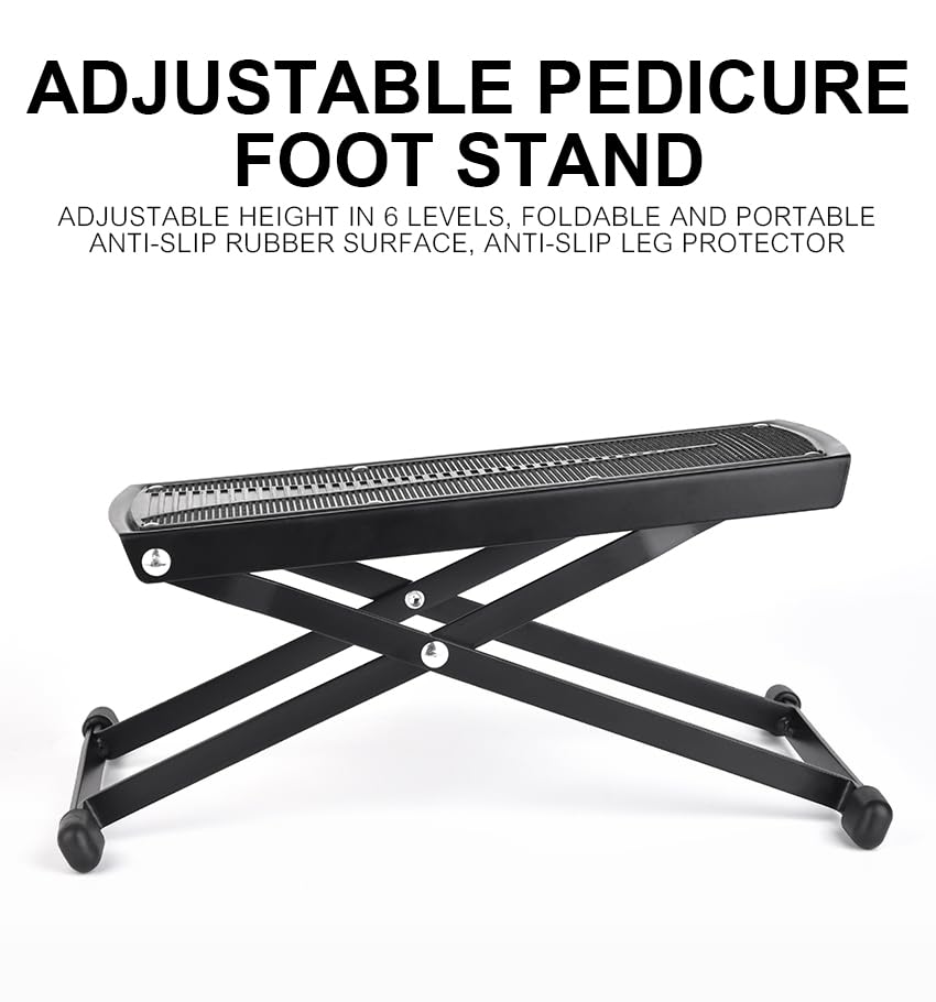 Pedicure Foot Rest Kit 6 Adjustable Heights Foot Stand for Pedicure Non-Slip Foldable Pedicure Stand for Easy at Home No More Bending or Stretching Pedicure Stool with Silicone Toe Separator