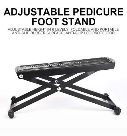Pedicure Foot Rest Kit 6 Adjustable Heights Foot Stand for Pedicure Non-Slip Foldable Pedicure Stand for Easy at Home No More Bending or Stretching Pedicure Stool with Silicone Toe Separator