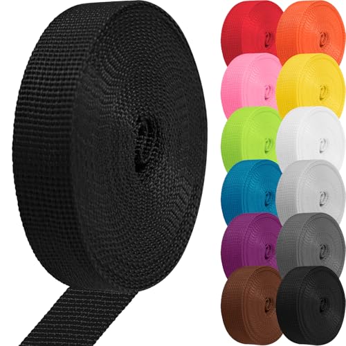 Polypropylene Webbing 1 Inch 1.5 Inch Nylon Webbing Straps Poly Strapping - color: Black, size: 1.5 inch x 10 yards