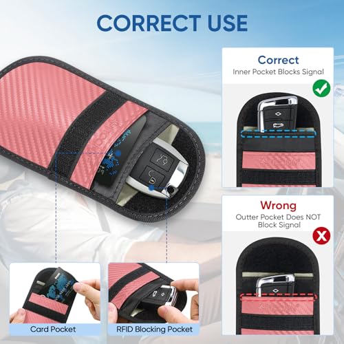TICONN 2PK Faraday Bag for Car Key Fob, Anti-Theft NFC RFID Blocking Pouch - color: Pink, size: Medium