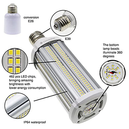 NC Super Bright 60W LED Corn Light Bulb 450 Watt Equivalent 7500 Lumens E39 Large Mogul Base Large Area 5000K Daylight White Outdoor Indoor Garage Warehouse High Bay Barn Backyard