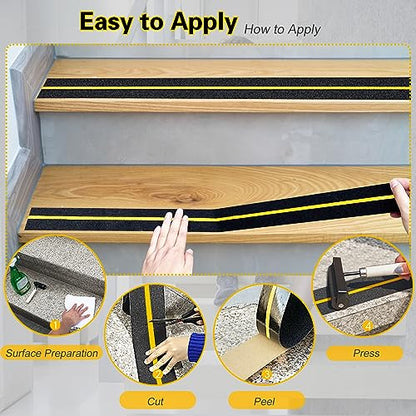 S&X Anti Slip Tape 2in x 60ft Grip Tape for Stairs & Ramps, Reflective - color: Black/Reflective, size: 2" X 60'