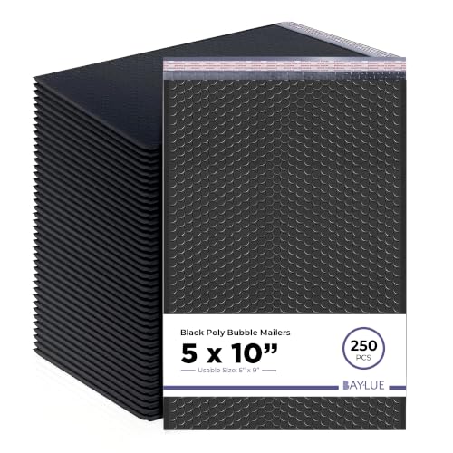 Black Bubble Mailers 5x10, Self Seal Poly Padded Envelopes #00, 250 Pack - color: Black, size: 5"x10" / 250 Pack