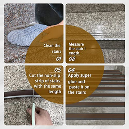 5 Pack Rubber Stair Nosing - 3.3Ft Stair Anti-Slip Adhesive Strip, Made of Wear-Resistant Rubber, Mute, Easy to Install - Indoor/Outdoor (3.3Ft, Full Black, 5) - color: Full Black