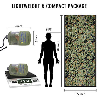 Emergency Sleeping Bag, Lightweight Survival Sleeping Bags Waterproof Thermal Emergency Blanket, Bivy Sack Survival Gear for Outdoor Adventure, Camping, Hiking, Orange, Green - color: Camouflage - 2 Pack
