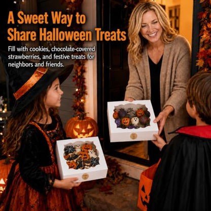 20 Pack Halloween Pie Boxes With Window, 9x9x3 Inch Bakery Boxes - color: White