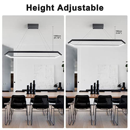 Black Dimmable LED Pendant Light Fixture, Adjustable Hanging Lamp