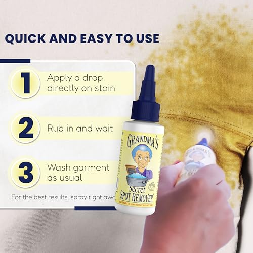 Grandma's Secret Spot Remover Gel - On-the-Go Travel Size Fabric Stain Remover for Clothes - Chlorine, Bleach and Toxin-Free - Removes Oil, Paint, Blood and Pet Stains - 2 Ounce - size: 2.00 Fl Oz (Pack of 1), style: Spot Remover