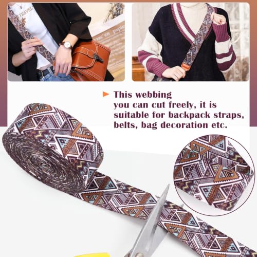 Nylon Webbing 1.5 Inch-6 Rolls Webbing for Sewing Bag Purse Backpack - color: 03-Colorful-6 Rolls-18 yards
