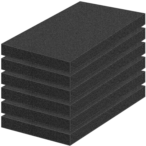 MYFAMIREA 6 PCS Polyurethane Foam Sheets 16" L x 12" W x 1.6" T Packing Foam Inserts Cuttable Craft Foams Cushion Foams High Density Foam Pads for Case, Tool Game Box, Camera, Jewelry, Craft, Black - size: 16in X 12in X 1.6in