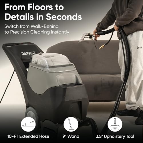 Commercial 4-in-1 Steam Carpet Cleaner Extractor – Cold Water, 18.5" Cleaning Path, 10.5/8 Gallon Tanks, with Upholstery & Wand Tool, Ideal for Large Areas & Professional Use