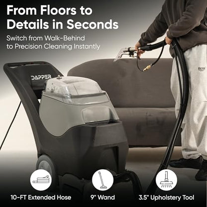 Commercial 4-in-1 Steam Carpet Cleaner Extractor – Cold Water, 18.5" Cleaning Path, 10.5/8 Gallon Tanks, with Upholstery & Wand Tool, Ideal for Large Areas & Professional Use