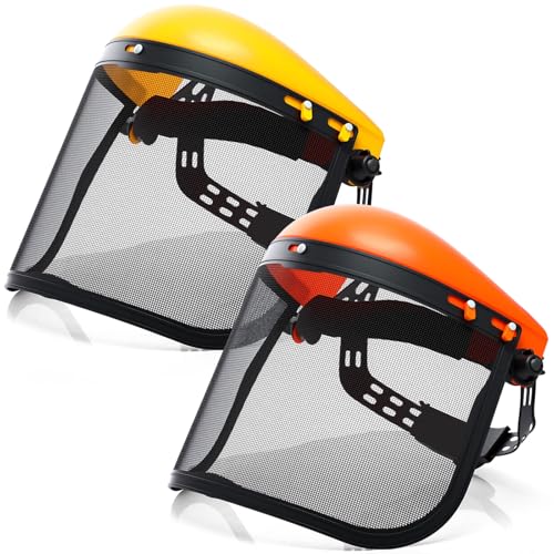 Sabary Safety Face Shield with Mesh Visor for Men, Orange,Yellow - color: Orange,yellow