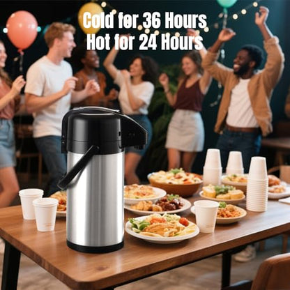 PARACITY Coffee Carafe with Pump, 84.5 oz Stainless Steel Airpot Dispenser - color: Stainless Steel