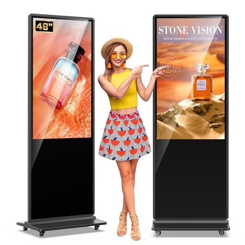 MWE 49 Inch Indoor Digital Signage Touchscreen Kiosk Floor Standing Advertising Display LCD Totem Interactive Display Poster Android System with Auto Media Player - color: Black, size: 49 inch, style: Touch-Screen