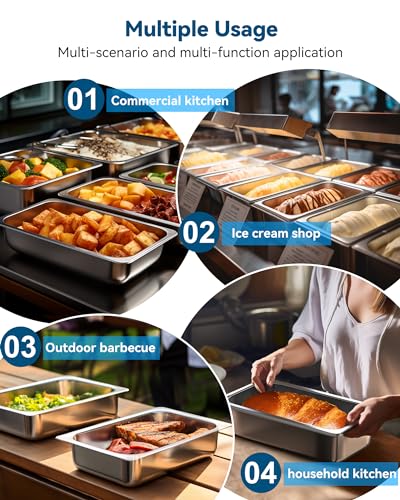 ZeroPone 6 Pack Hotel Pans 1/3 Size 2.5" Deep Steam Table Pan - color: 2.5 INCH, size: 1/3 SIZE