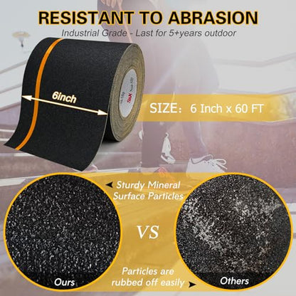 S&X Anti Slip Tape 6in x 60ft Grip Tape for Stairs & Ramps, Reflective - color: Black/Reflective, size: 6" X 60'