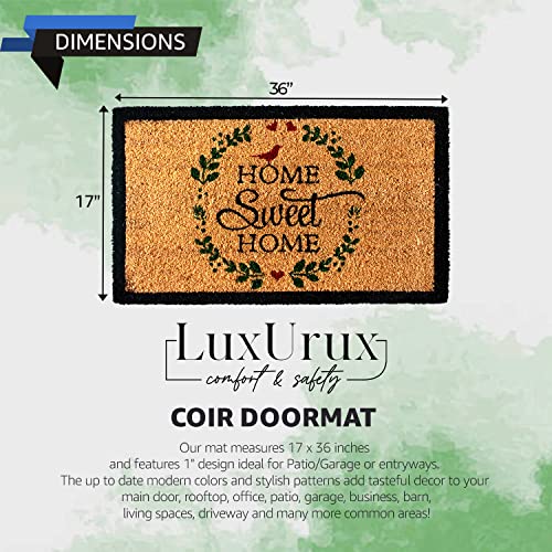 LuxUrux Welcome Mats Outdoor Coco Coir Doormat, with Heavy-Duty PVC Backing - Natural - Perfect Color/Sizing for Outdoor/Indoor uses. (17 x 36) - color: Camel, size: 17'' x 36''