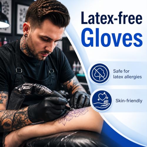 Nitrile Disposable Gloves 5 Mil, Large, 100 Count - color: Black, size: Large