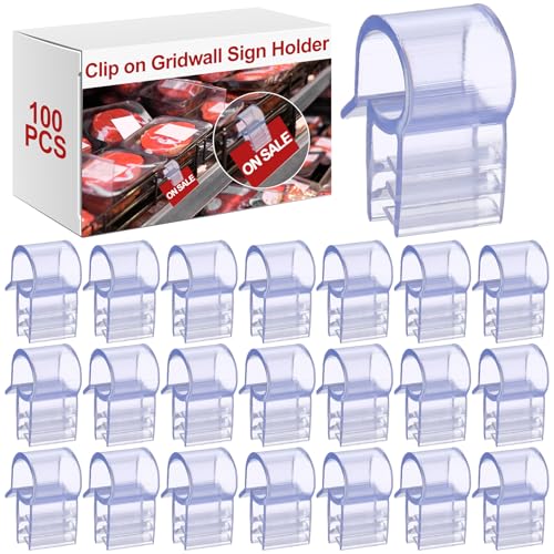 Kathfly 100 Pcs Gridwall Sign Holder Clips 1/2 In, Wire Shelf Label Holder - size: 1/2 Inch