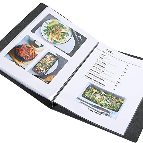 30 pcs Pack Menu Covers 8.5X11 inch with Logo Making, Contains 5 Transparent Pockets, Gift 10 Sheets Printing Paper (Pearl Black, 8.5X11 inch) - color: Pearl black, size: 8.5X11 inch