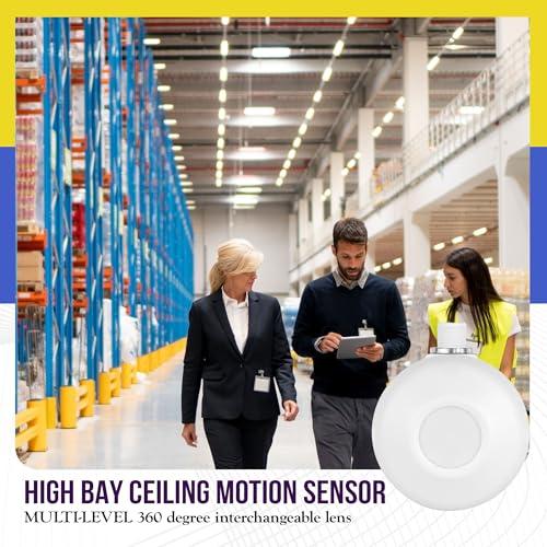 ENERLITES High Bay Ceiling Motion Sensor, Passive Infrared PIR Ceiling Sensor, 360° Field of View, 2800 Sq Ft Coverage, 120-277VAC, Neutral Wire Required, Commercial/Industrial Grade, MPC-50H, White - size: 1 Pack