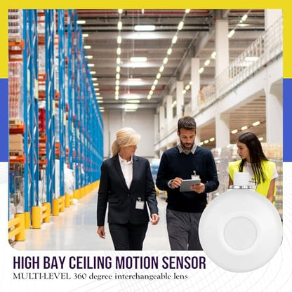 ENERLITES High Bay Ceiling Motion Sensor, Passive Infrared PIR Ceiling Sensor, 360° Field of View, 2800 Sq Ft Coverage, 120-277VAC, Neutral Wire Required, Commercial/Industrial Grade, MPC-50H, White - size: 1 Pack